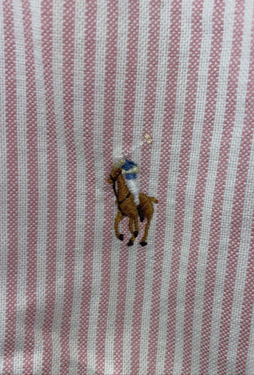 Ralph Lauren Sport Women's Pink White Striped Cotton Button Up Shirt Size 10