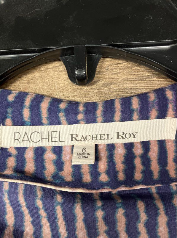 Rachel Rachel Roy Women's Pleated Multicolor Striped Sleeveless Dress Sz 6