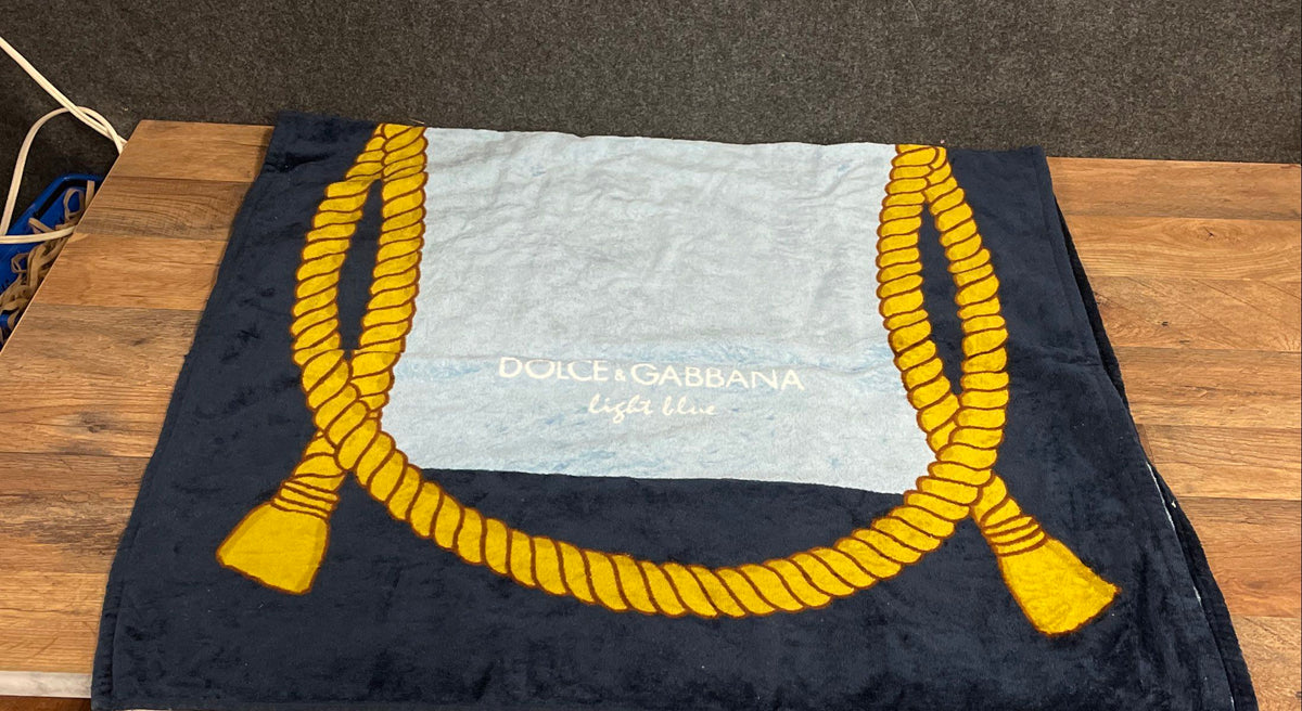 Dolce & Gabbana Light Blue Navy Blue Rope Graphic Towel Fragrance Promo