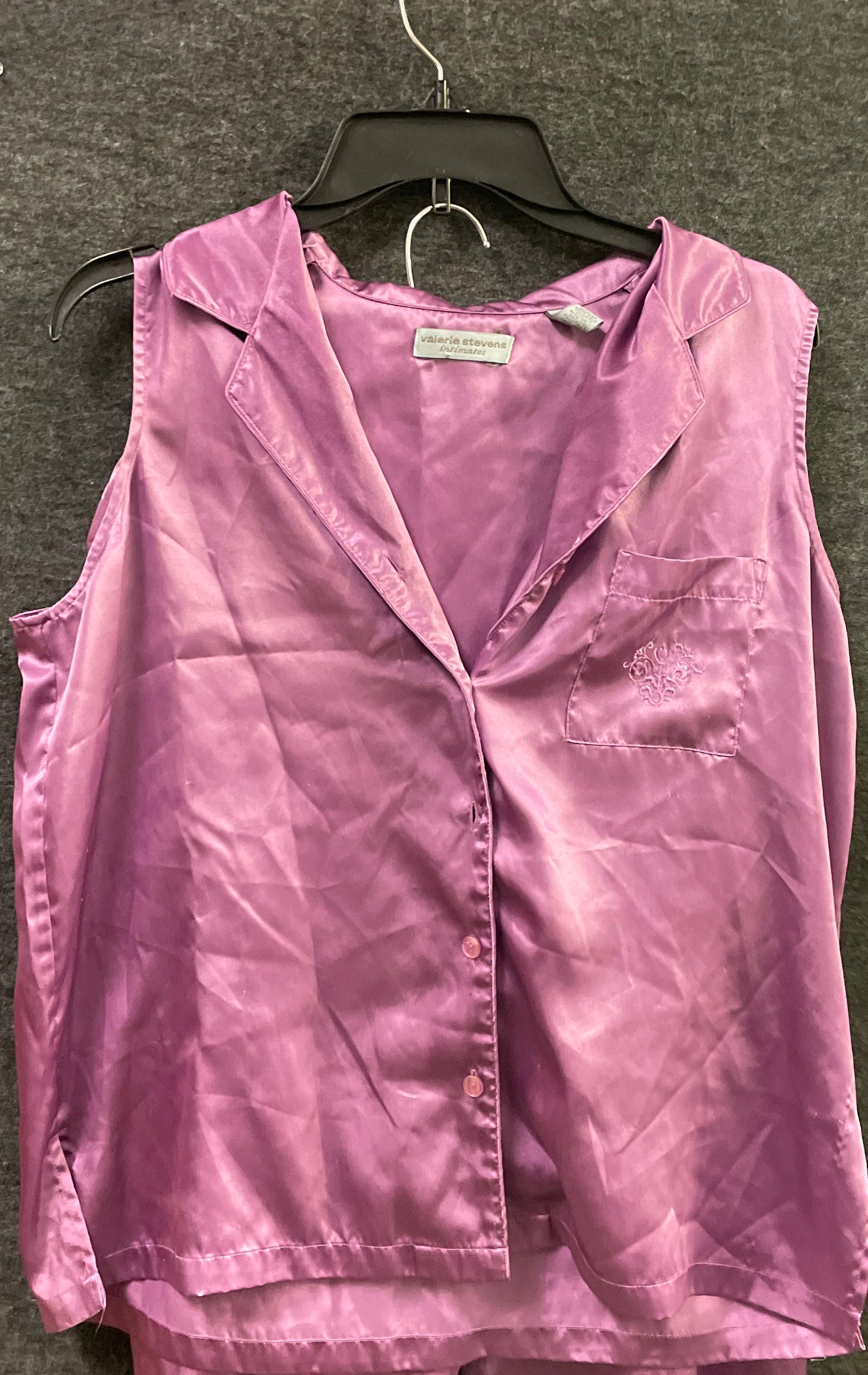 Vintage 90s Valerie Stevens Women's Purple 2pc Pajama Set Sleeveless Top Pants L