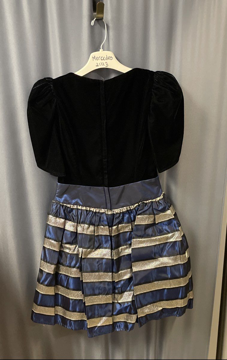 Vintage 80s Jessica McClintock Gunne Sax Women's Velvet Metallic Dress Sz 5/6