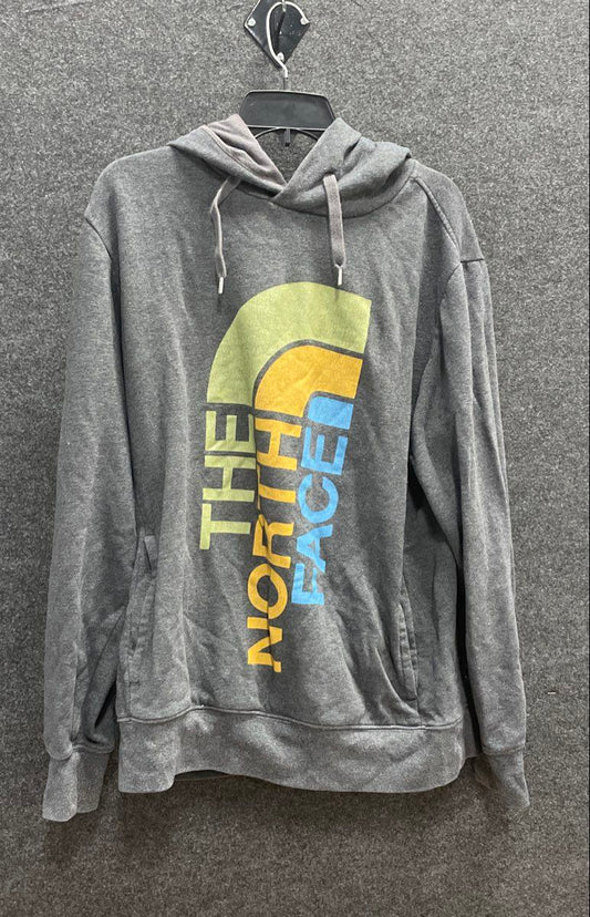 The North Face Men's Gray Multicolor Vertical Logo Pullover Hoodie Size L