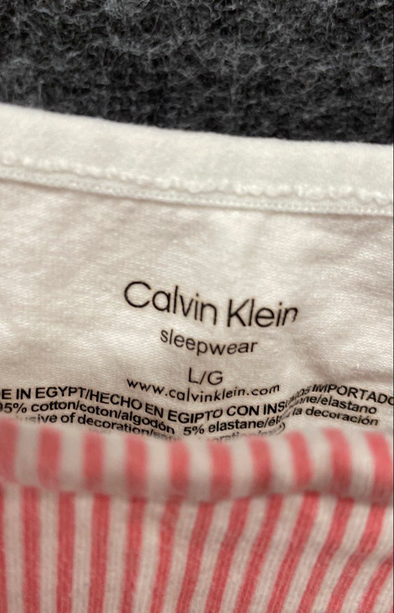 Calvin Klein Women's Pink White Striped Sleepwear Tank Top Logo Straps Sz L