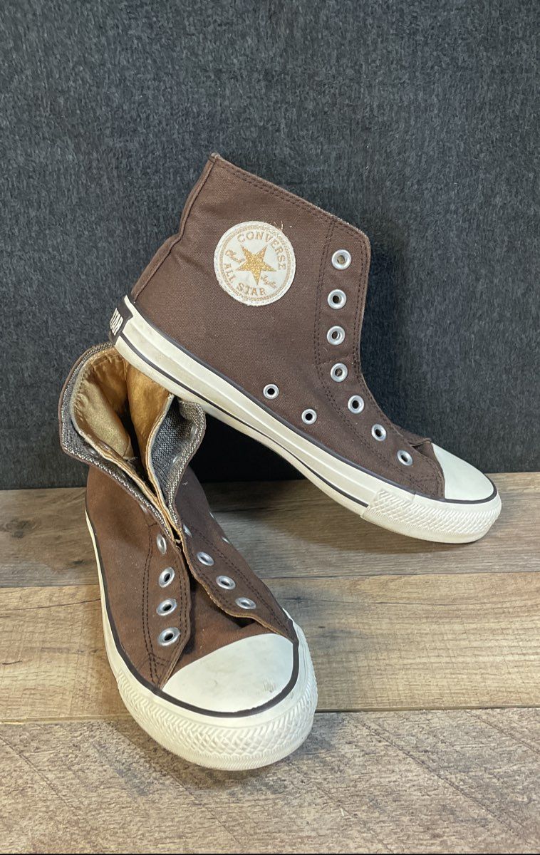 Converse Chuck Taylor All Star Brown Gold Satin Lining High Top Size 8