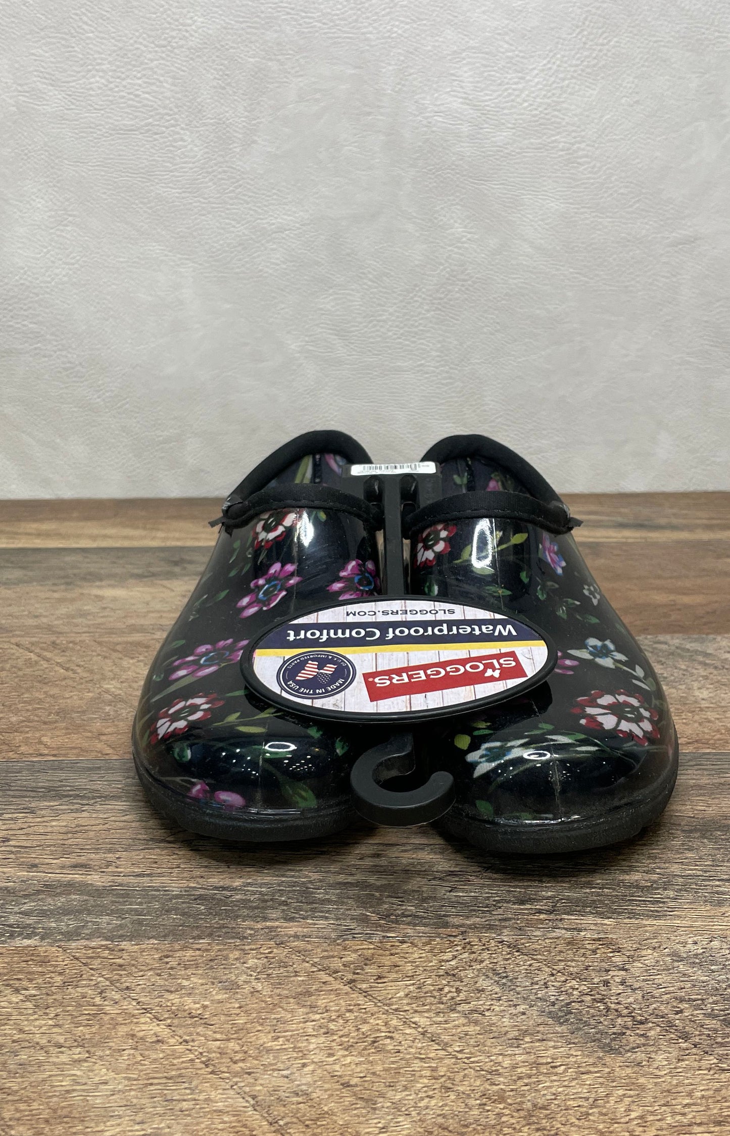 Sloggers Waterproof Comfort Garden Shoe Ditsy Black Floral Women's Size 6 NEW