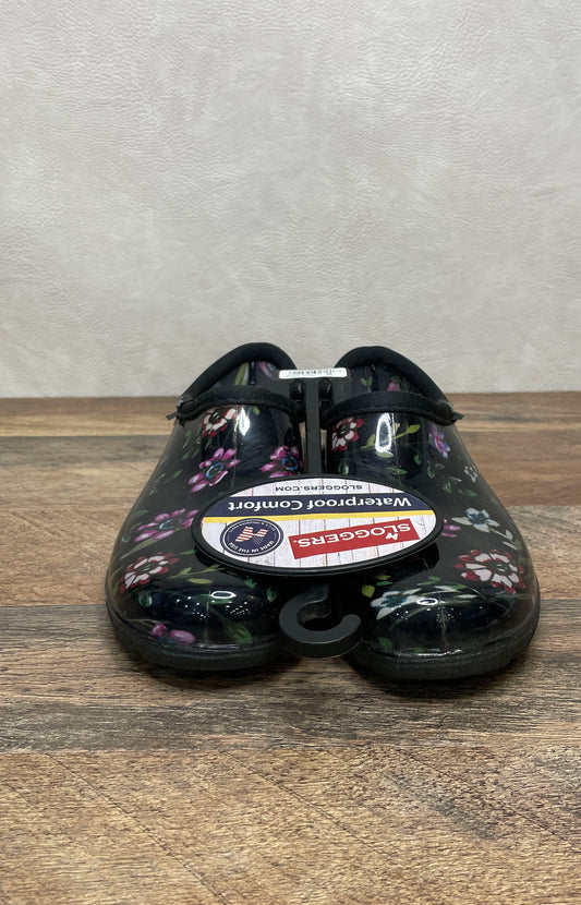 Sloggers Waterproof Comfort Garden Shoe Ditsy Black Floral Women's Size 6 NEW
