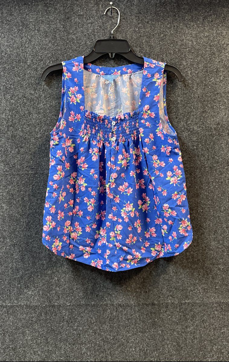 Draper James Women's Sleeveless Squareneck Top Blue Floral Smocked Sz S NWT