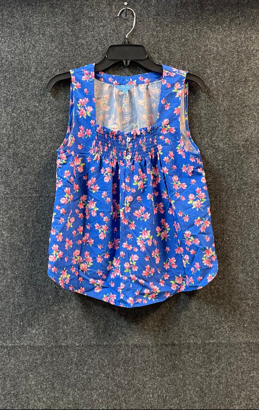 Draper James Women's Sleeveless Squareneck Top Blue Floral Smocked Sz S NWT