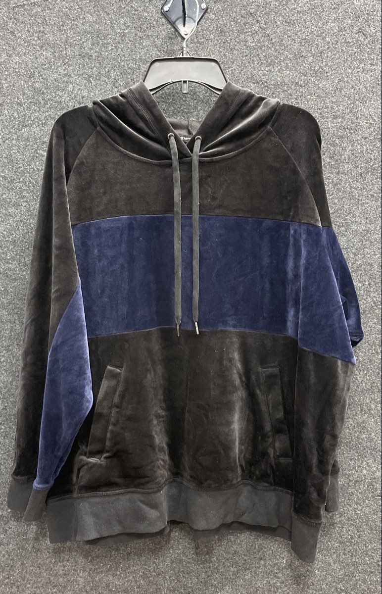 Champion Elite Men's Black Navy Velour Colorblock Pullover Hoodie Sz XXL