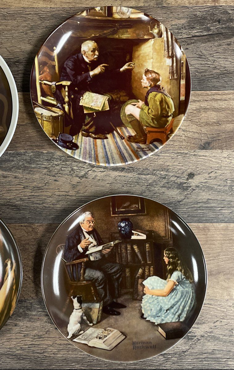 Norman Rockwell Lot of 4 Collector Plates Knowles 1980s Heritage Collection