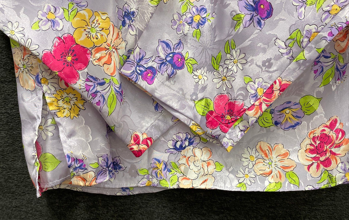 Vintage 90s Victoria's Secret Women's Lavender Floral Satin Pajama Top Sz M