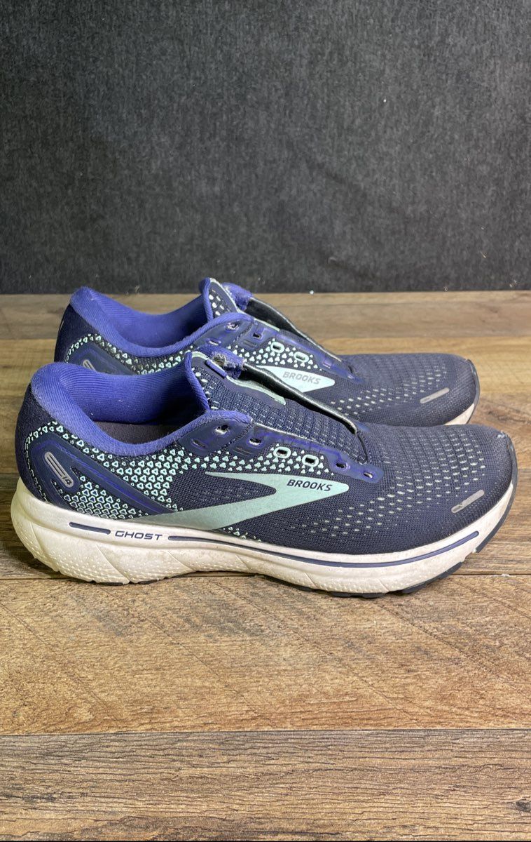 Brooks Ghost 14 Navy Blue Lilac Women's Running Shoes Size 8 Missing Laces