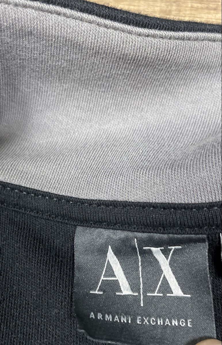Armani Exchange Men's Black 1/4 Zip Perforated AX Logo Pullover Size M