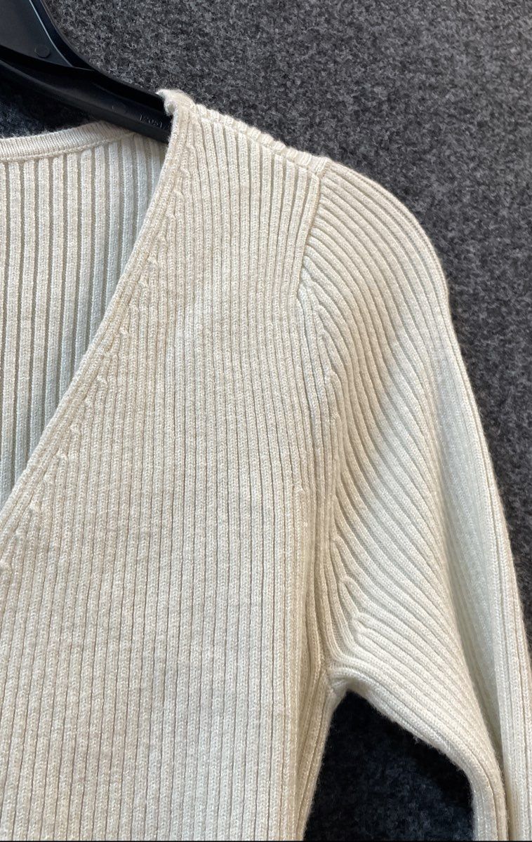 Abercrombie & Fitch Women's White Ribbed Wrap Cutout Midi Dress NWT Sz ST
