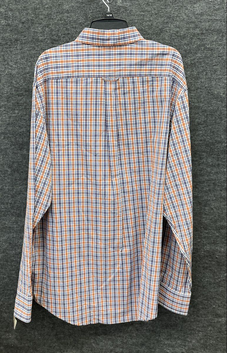 Izod Men's Long Sleeve Button Up Shirt Orange Rust Plaid Natural Stretch NWT M