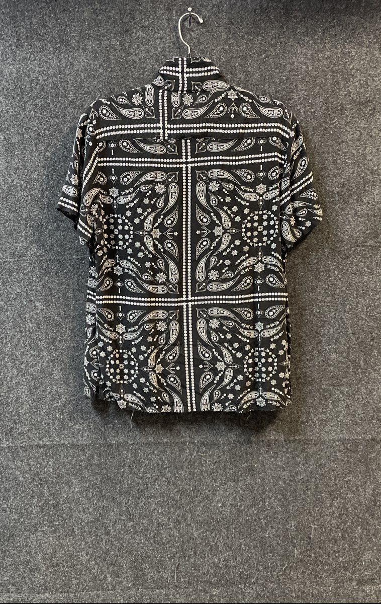 Denim & Flower Men's Black Bandana Paisley Short Sleeve Button Down Shirt Sz S