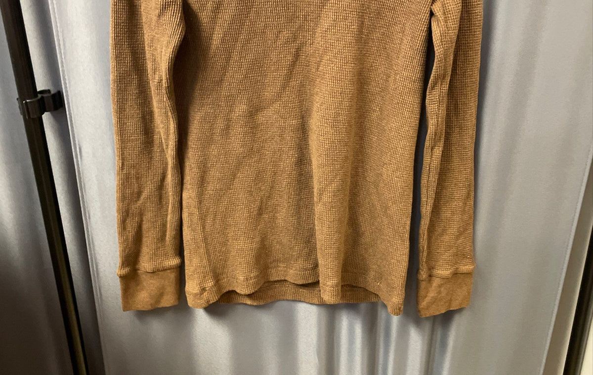 Polo Ralph Lauren Men's Brown Custom Slim Fit Waffle Knit Shirt Pony Logo Sz L