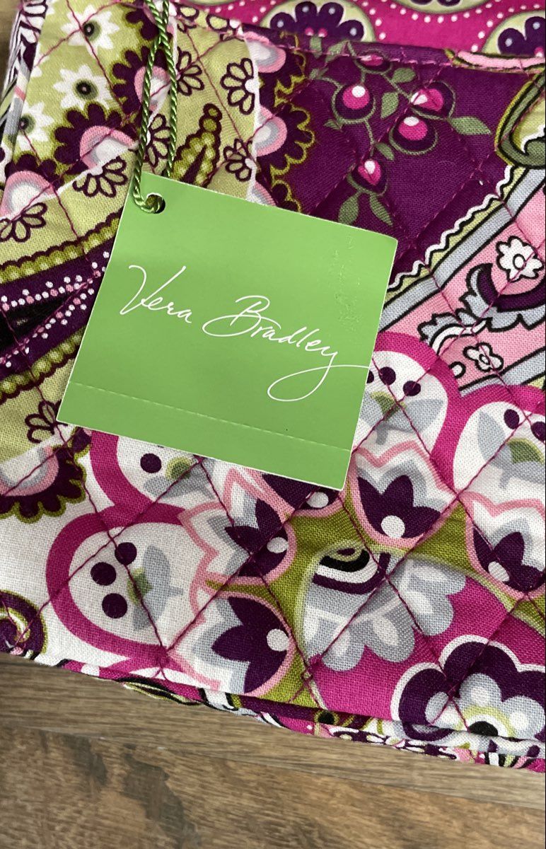 Vera Bradley Purple Paisley Floral Quilted Fabric Clutch Shoulder Bag NWT
