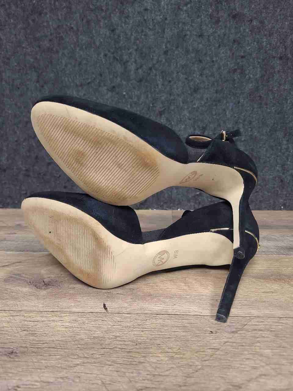 Michael Kors Georgia Black Suede Ankle Strap D'Orsay Pumps Heels Size 8.5