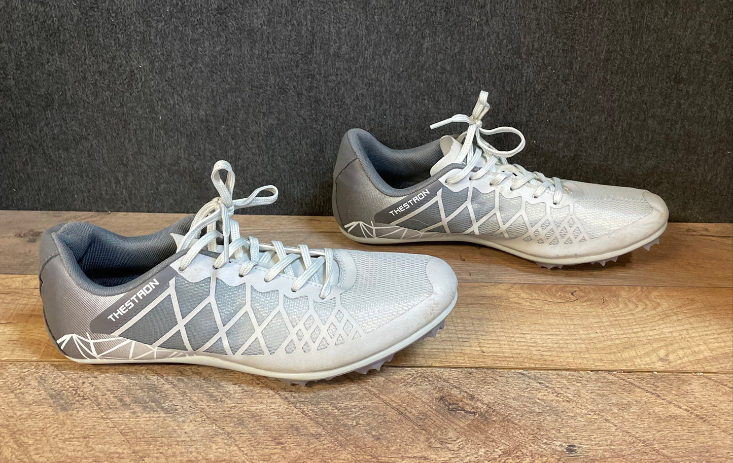 Thestron Men's Track and Field Sprinting Spikes Grey White Shoes Size 41