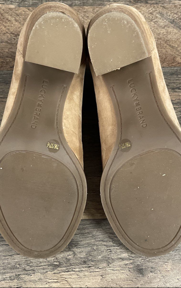 Lucky Brand Joal Tan Suede Open Toe V-Cut Ankle Bootie Size 7