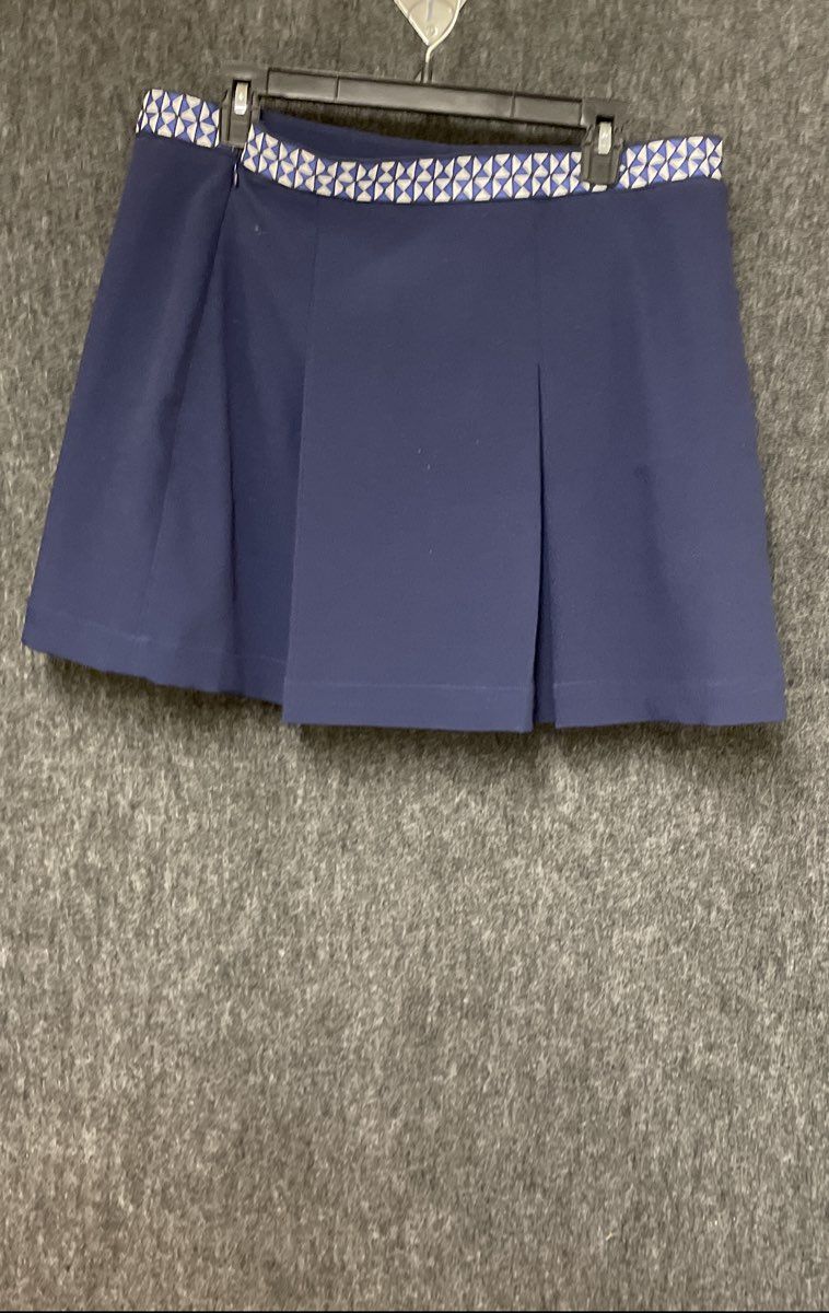 Tory Sport Women's Navy Blue Geometric Waistband Athletic Golf Skort Sz 14