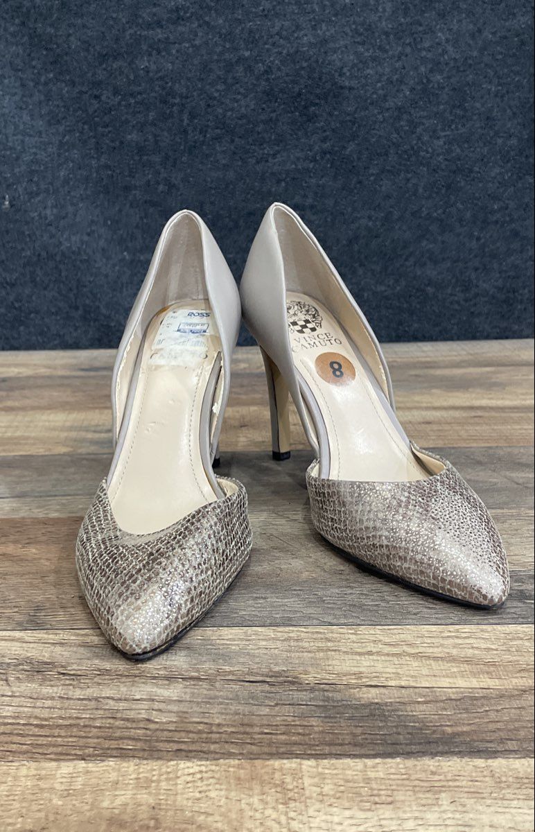 Vince Camuto Grey Snakeskin Pointed Toe D'Orsay Pumps Women's Size 8
