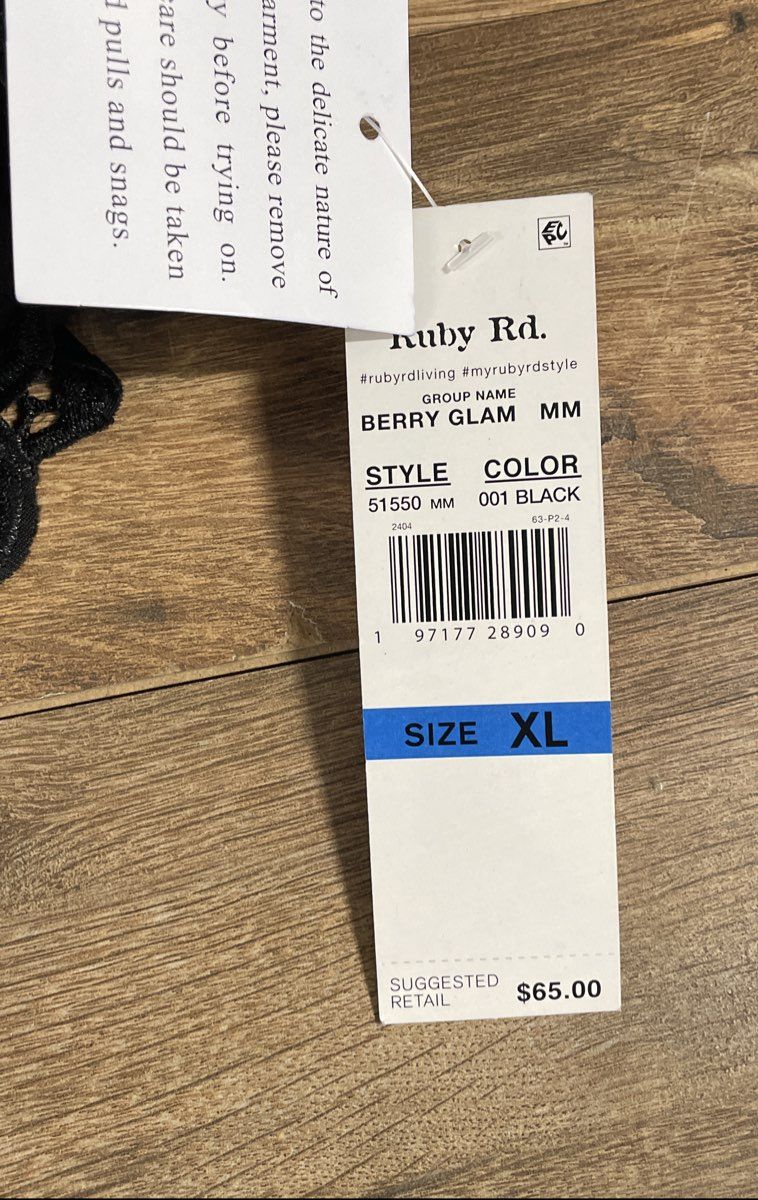 Ruby Rd. Women's Black Berry Glam Embellished Lace Sleeve Top Sz XL NWT