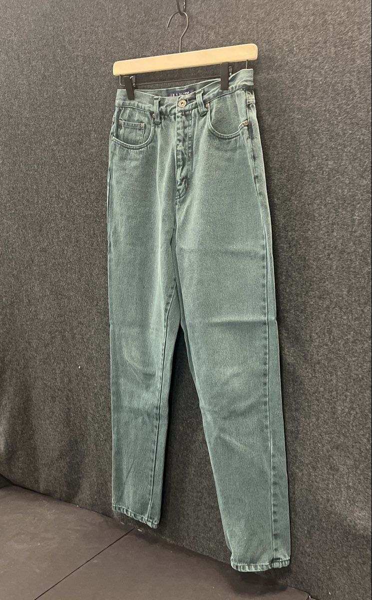 Vintage 90s L.A. Blues Women's Green High Waisted Tapered Leg Jeans Sz 10 Long