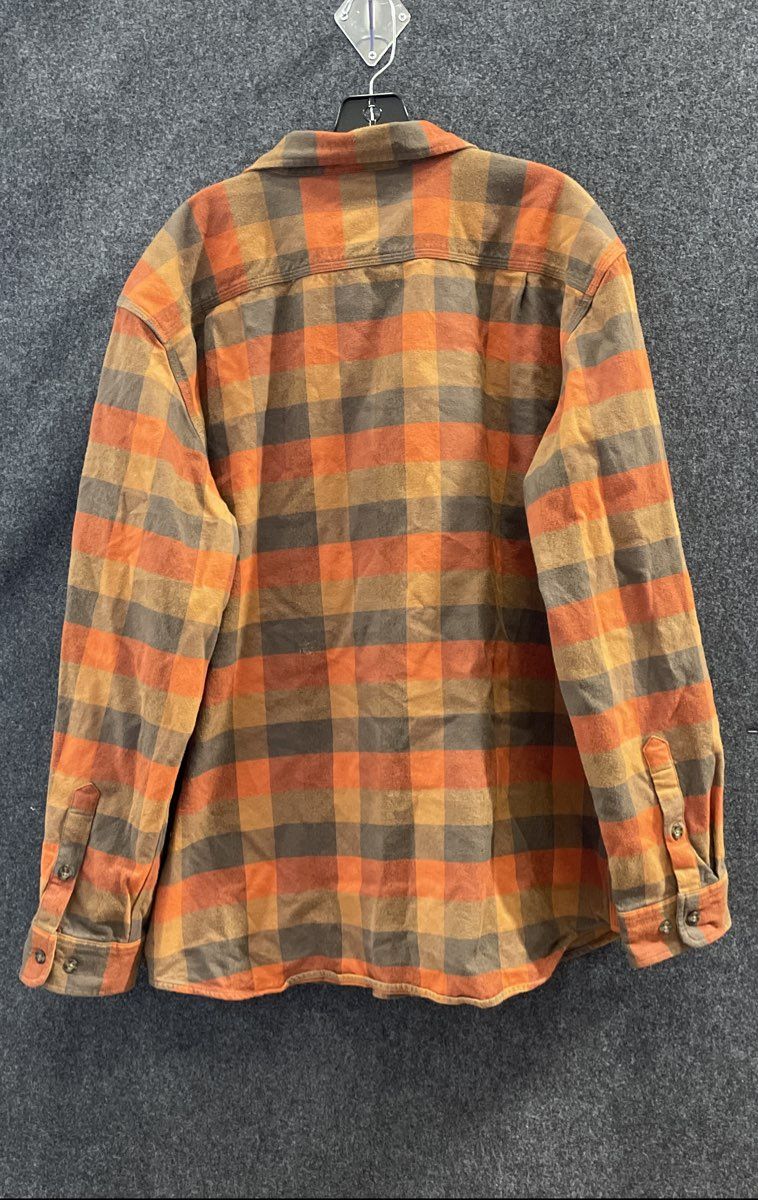 Carhartt Men's Orange Brown Plaid Loose Fit Heavyweight Flannel Shirt Sz XL