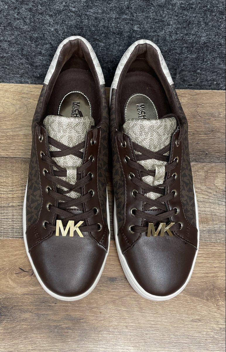 Michael Kors Poppy Brown Signature Logo Platform Sneakers Women's Size 9