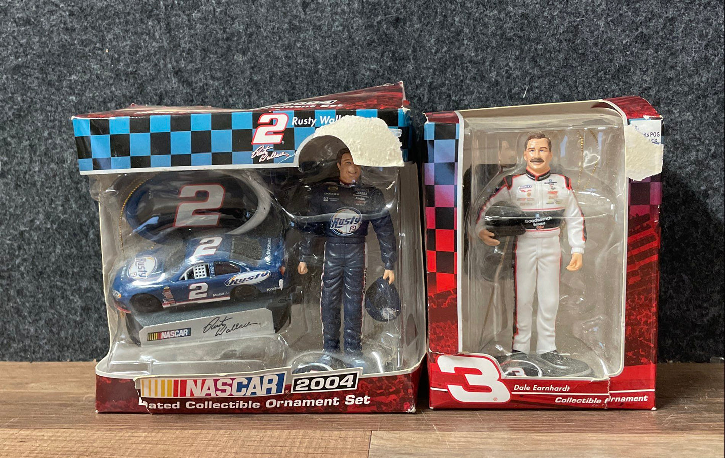 2004 NASCAR Rusty Wallace & Dale Earnhardt Collectible Ornament Lot