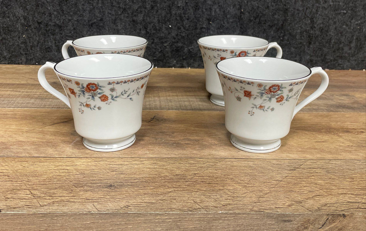 China Pearl Jasmine Fine China Footed Cups Set of 4 Liling Floral Pattern