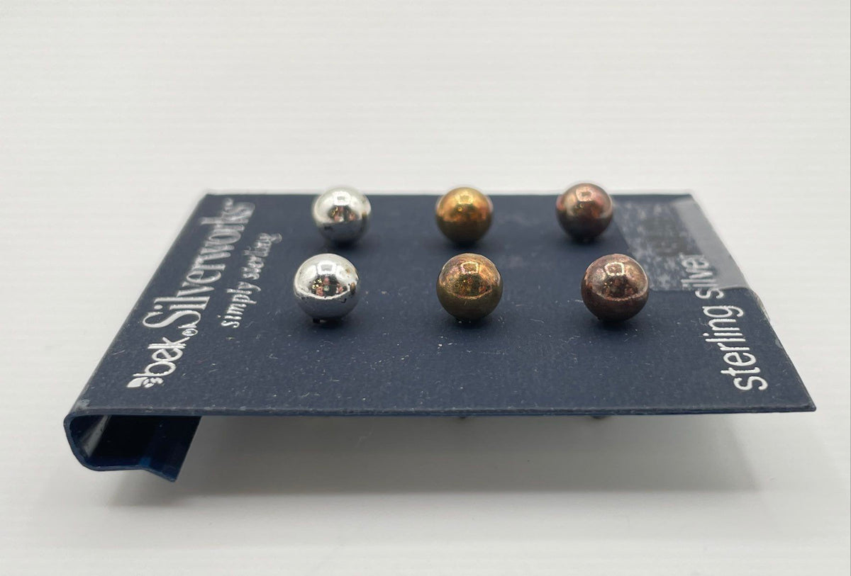 Set Of 3 Pairs Belk Silverworks 925 Sterling Silver Stud Earrings 6.4g
