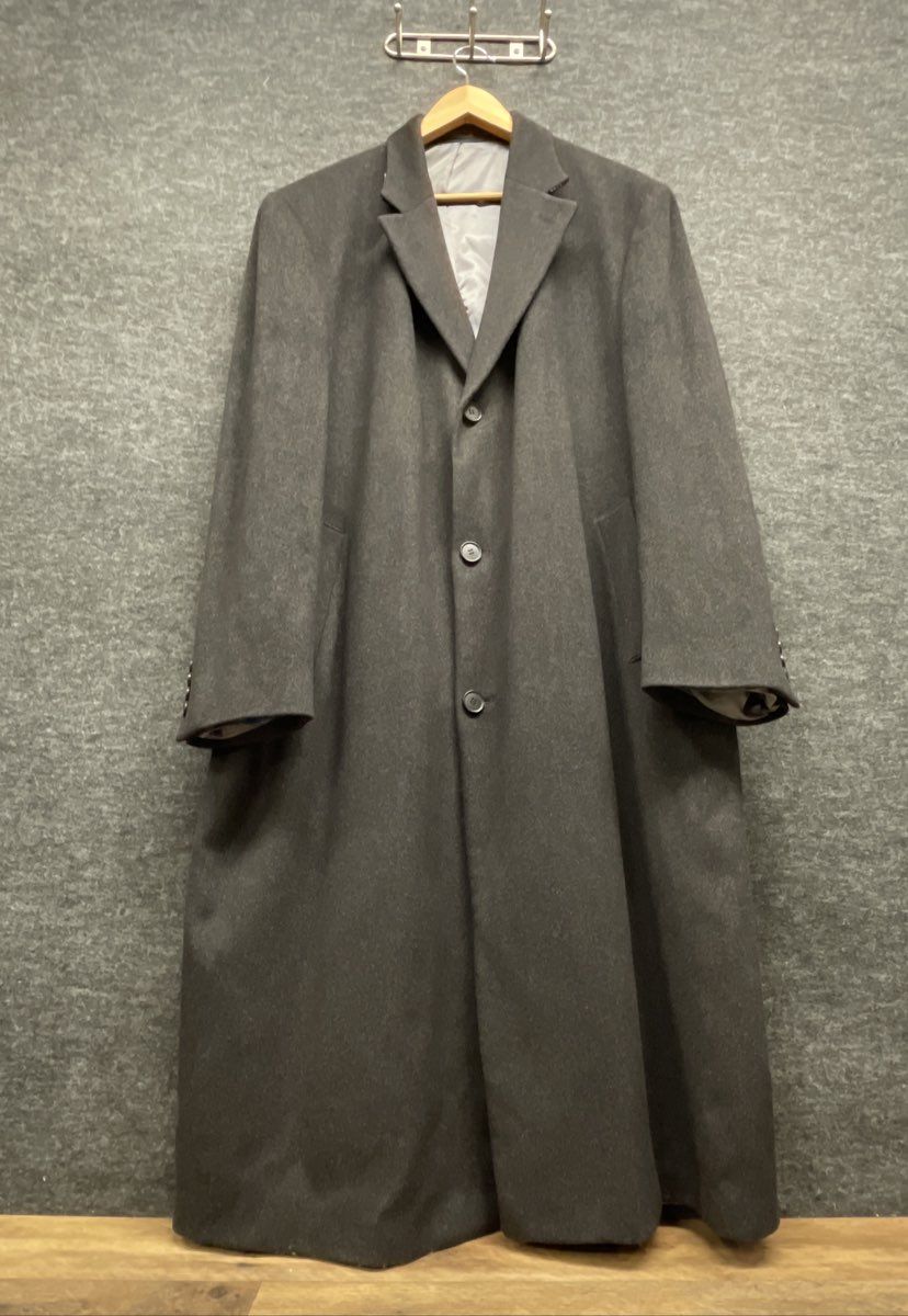 Calvin Klein Men's Vintage Y2K Charcoal Gray Long Wool Overcoat 3-Button
