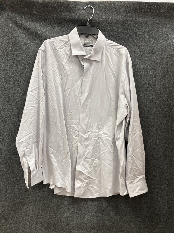 Michael Kors Men's Gray Slim Fit Comfort Stretch Dress Shirt 18 34/35 2XL