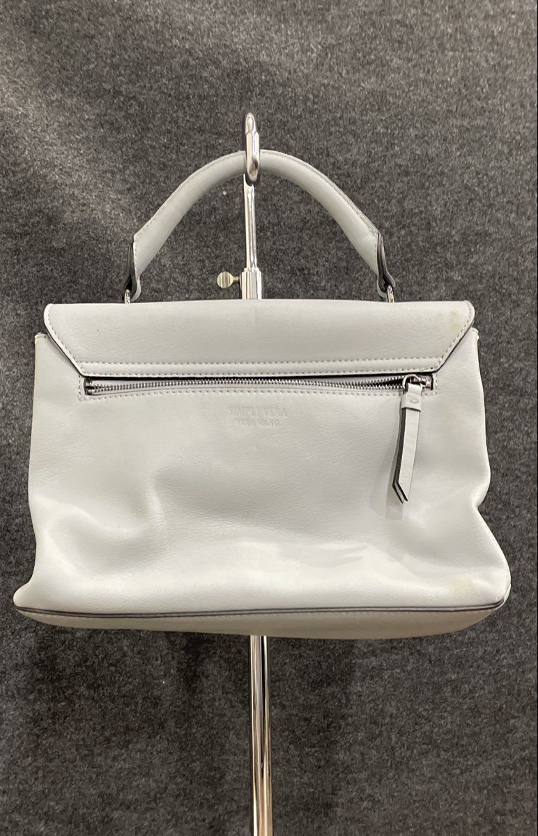 Simply Vera Vera Wang Light Blue Leather Satchel Handbag Silver Tone Hardware