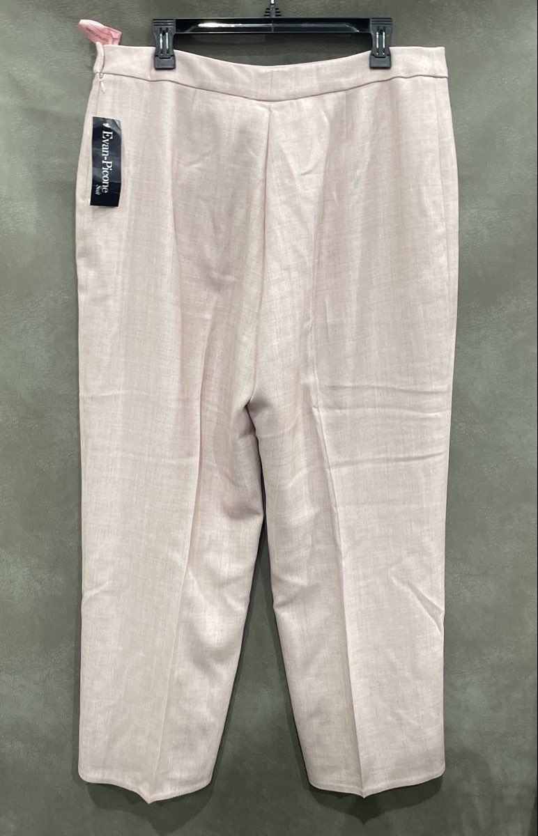 Evan-Picone Women's Dusty Rose Pink Herringbone Dress Pants Flat Front NWT Sz 18