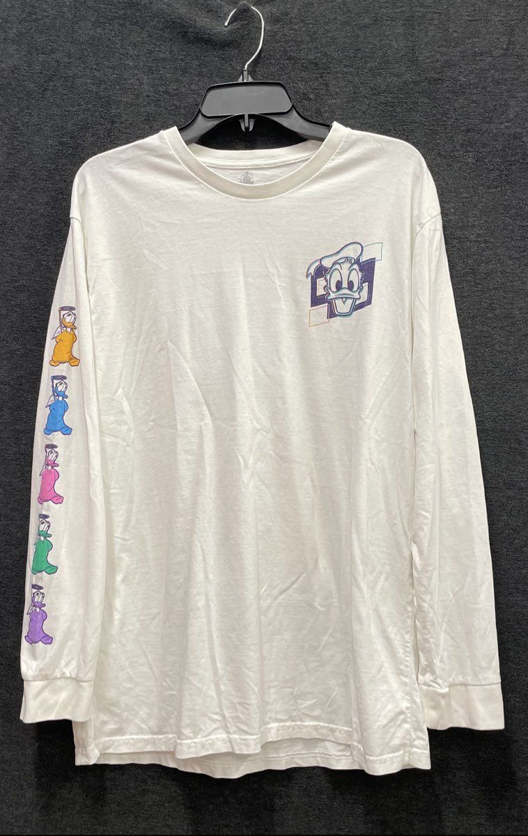 Disney Men's Long Sleeve T-Shirt White Donald Duck Angel Devil Graphic Sz L