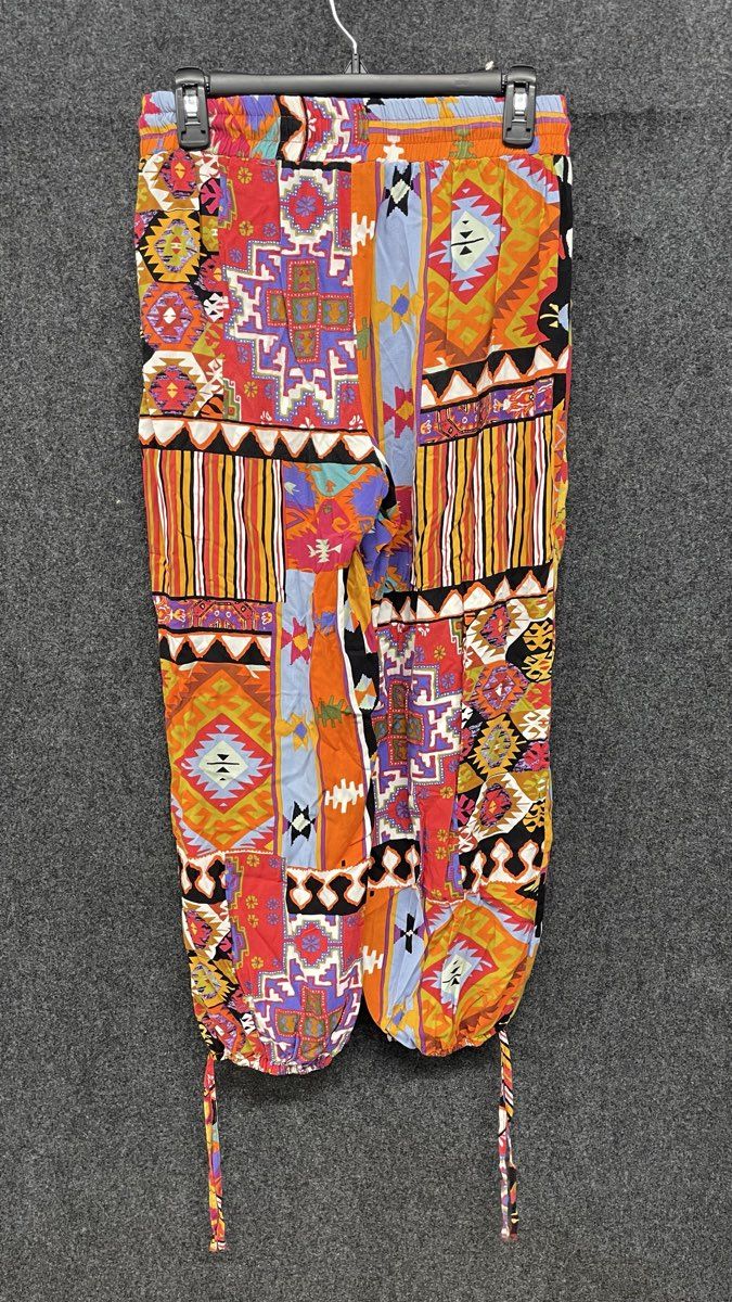 Christian Siriano Women's Multicolor Boho Tribal Pattern Rayon Harem Pants Sz S