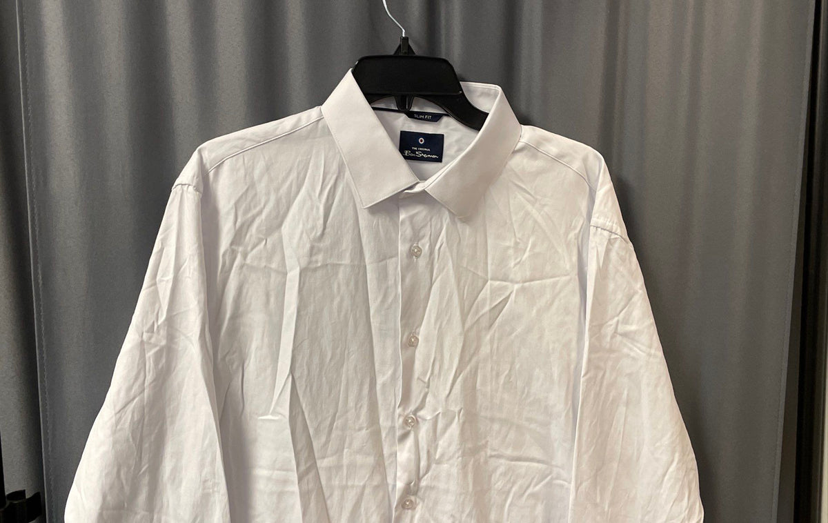 Ben Sherman Men's White Slim Fit Button Down Shirt Sz XL 17/17.5 34/35