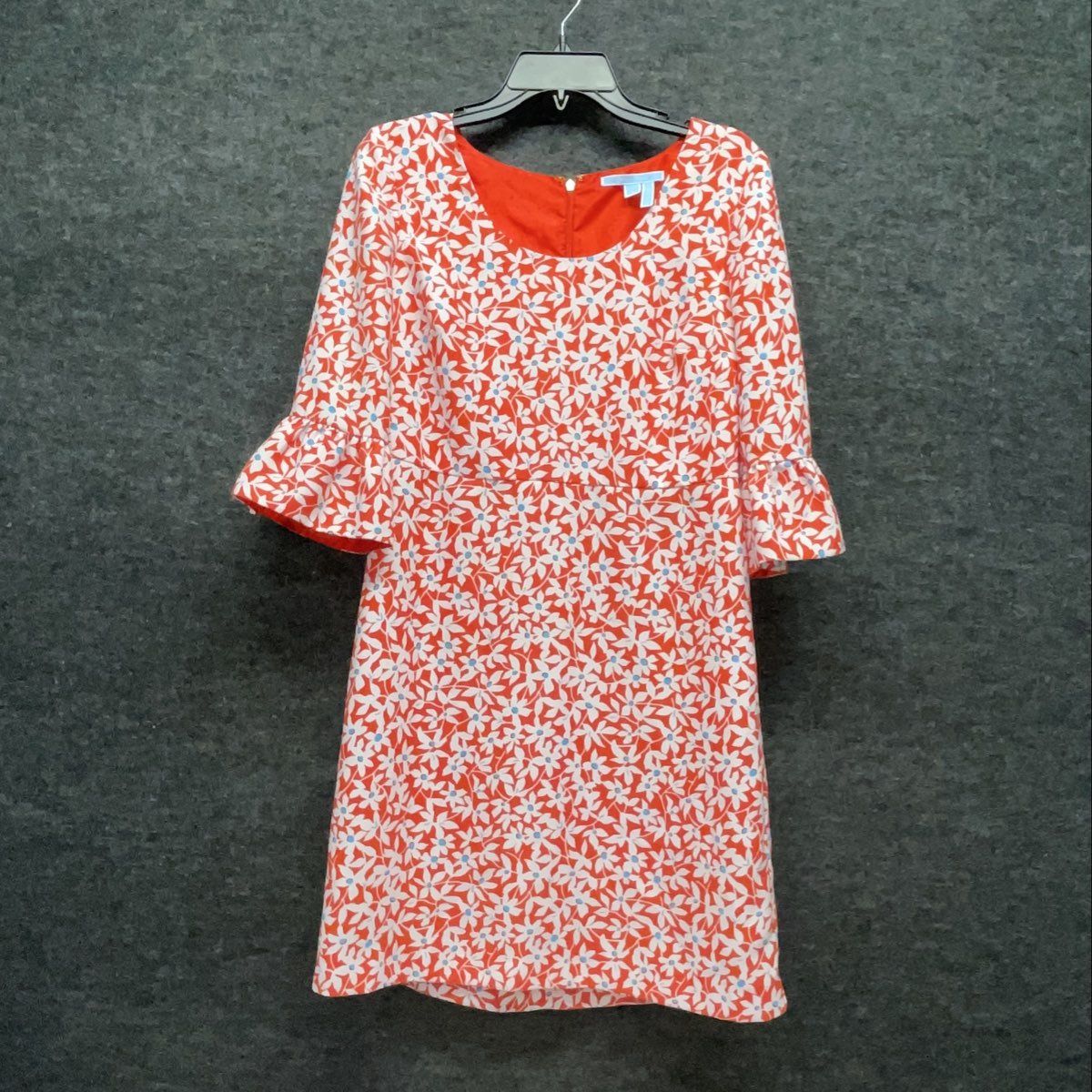 Draper James Women's Orange Floral Ruffle Bell Sleeve Shift Dress SPR 19 Sz 8