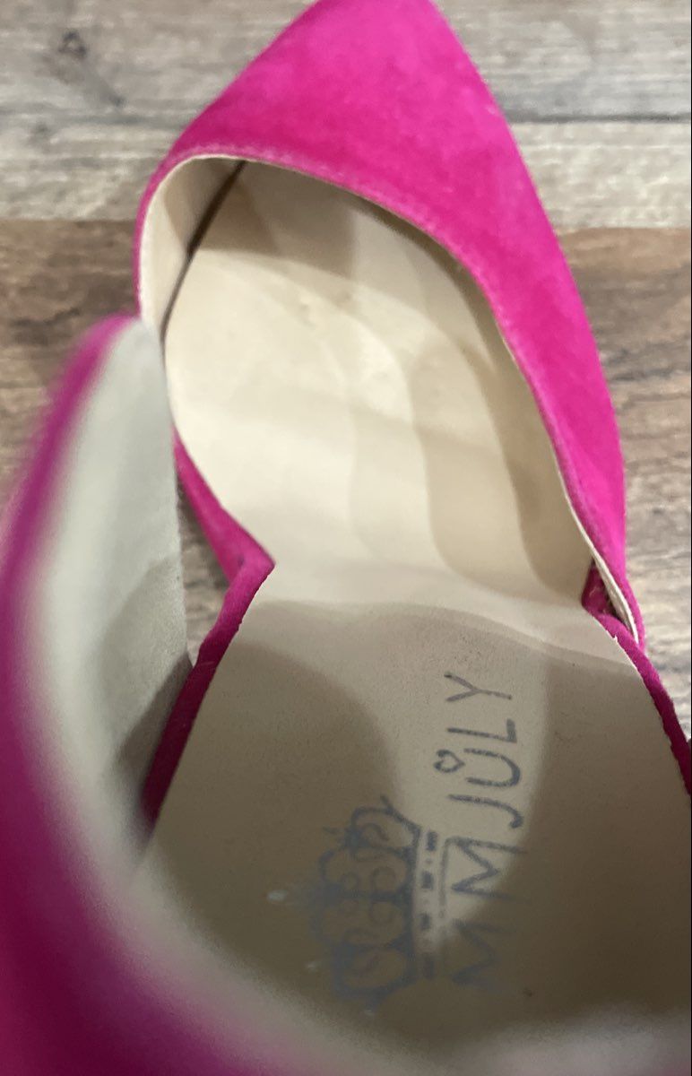 MM July Purple Pointed Toe Bow Ankle Strap Pumps High Heels Size 40