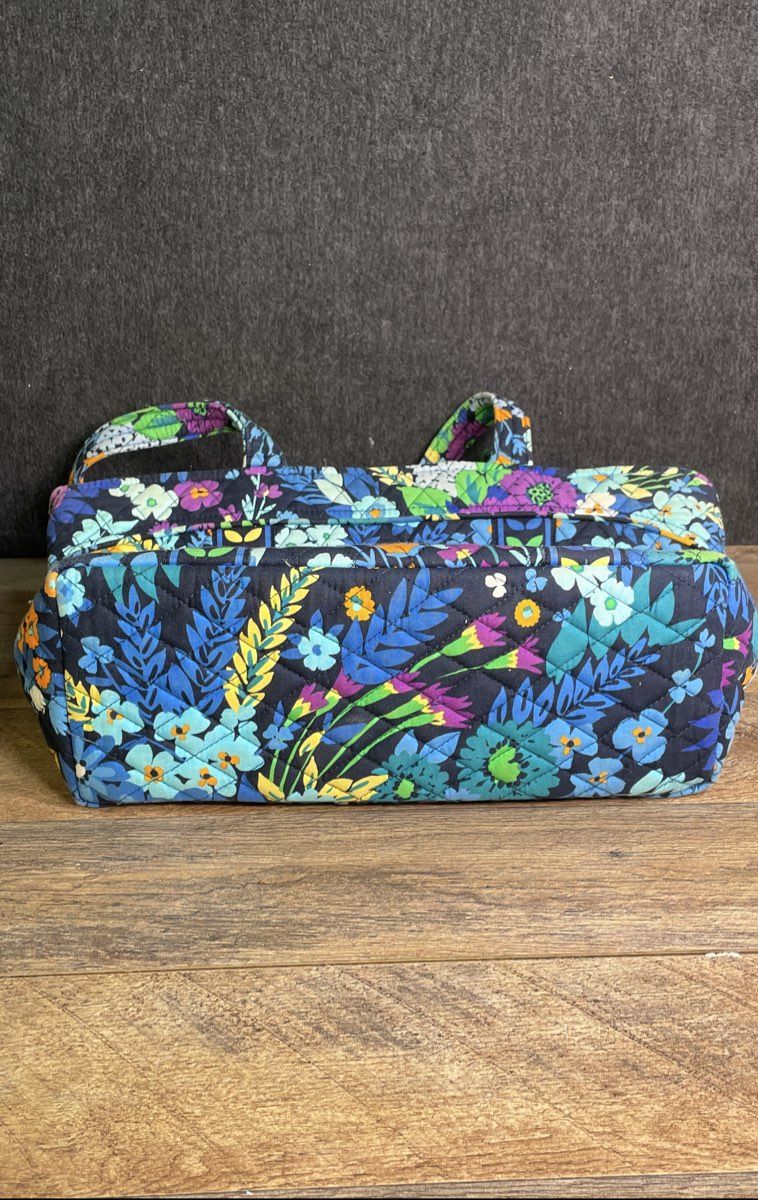 Vera Bradley Midnight Blues Floral Mandy Quilted Tote Bag & Wallet Set