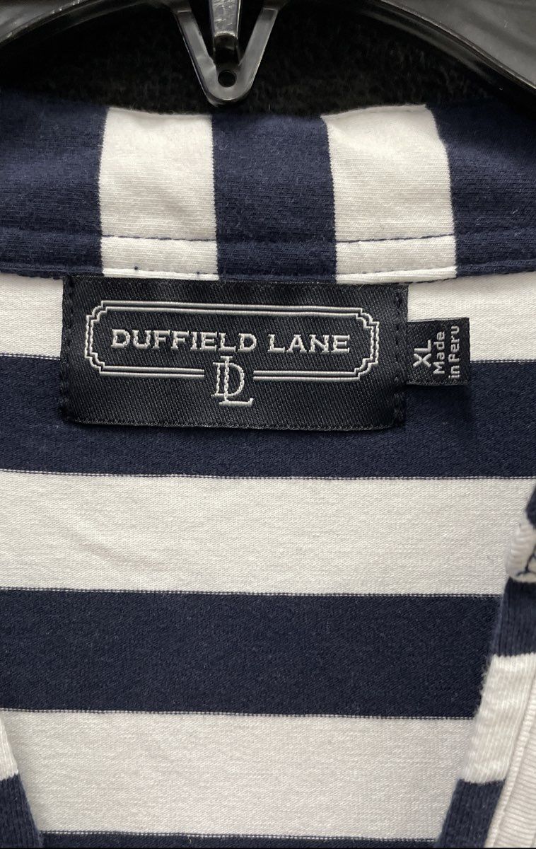 Duffield Lane Women's Navy Blue White Striped 3/4 Sleeve Tunic Knit Dress Sz XL
