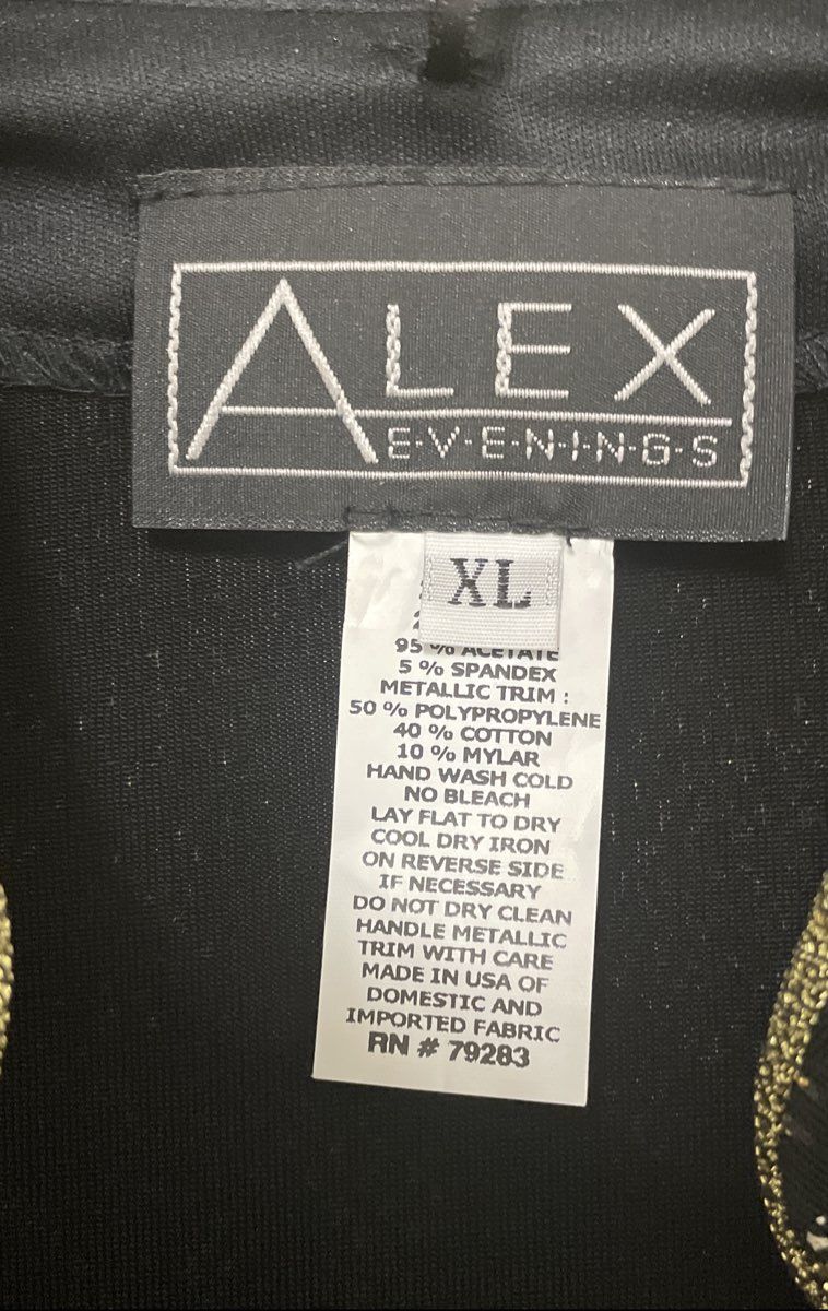 Alex Evenings Women's Black Gold Metallic Snakeskin Open Front Jacket Sz XL