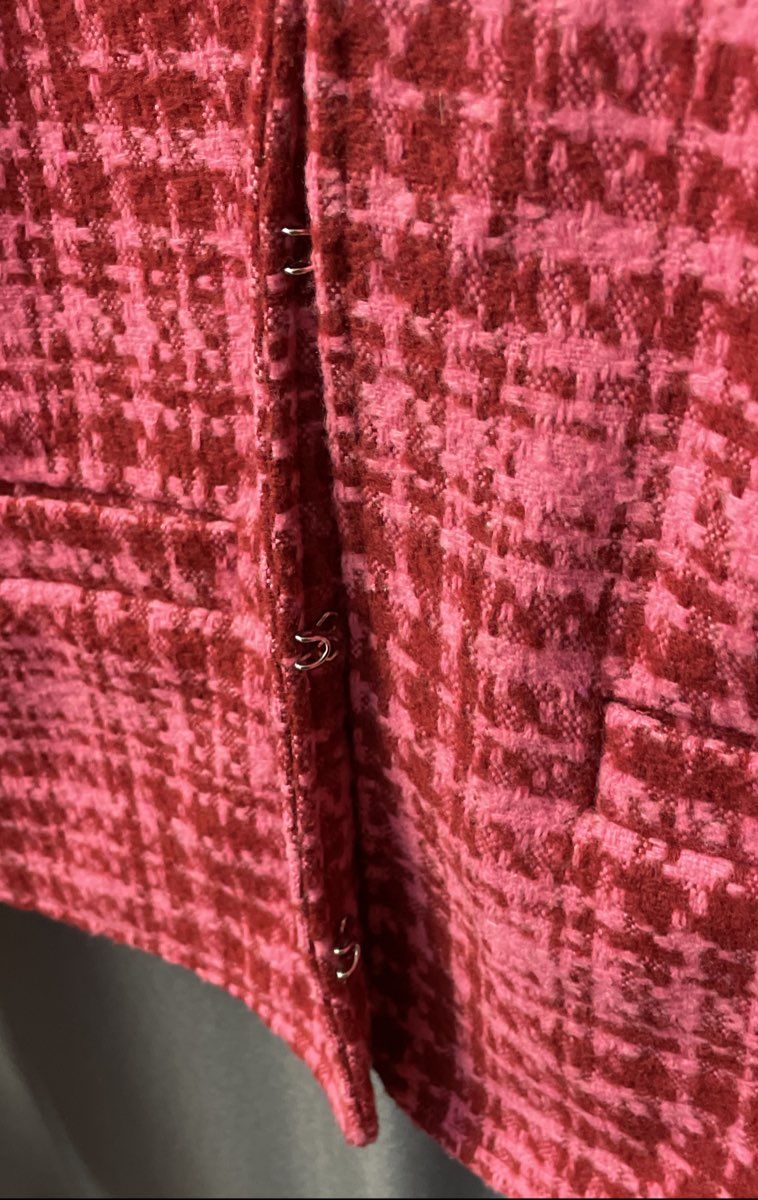 On 34th Women's Pink Houndstooth Wool Blend Collarless Jacket Sz 14