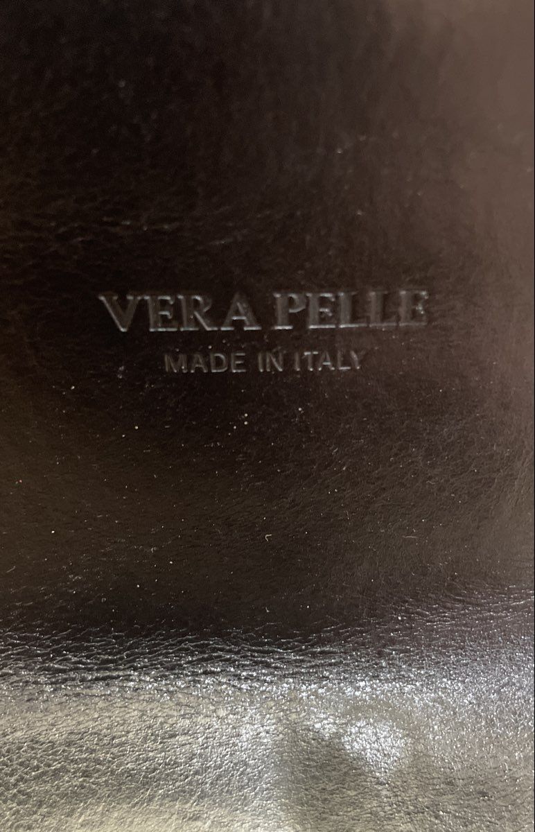 Vintage Vera Pelle Black Leather Made in Italy Crossbody Bag Silver Hardware