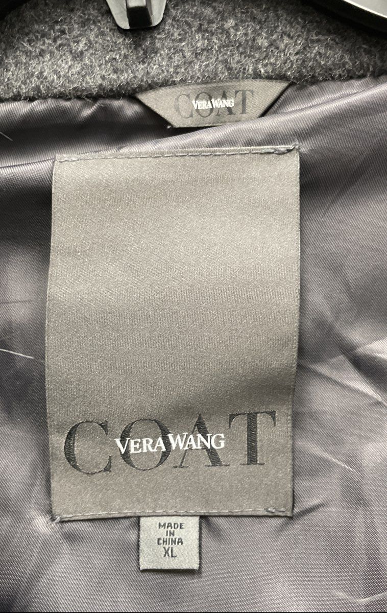 Vera Wang Women's Gray Faux Fur Open Front Wool Blend Coat Sz XL