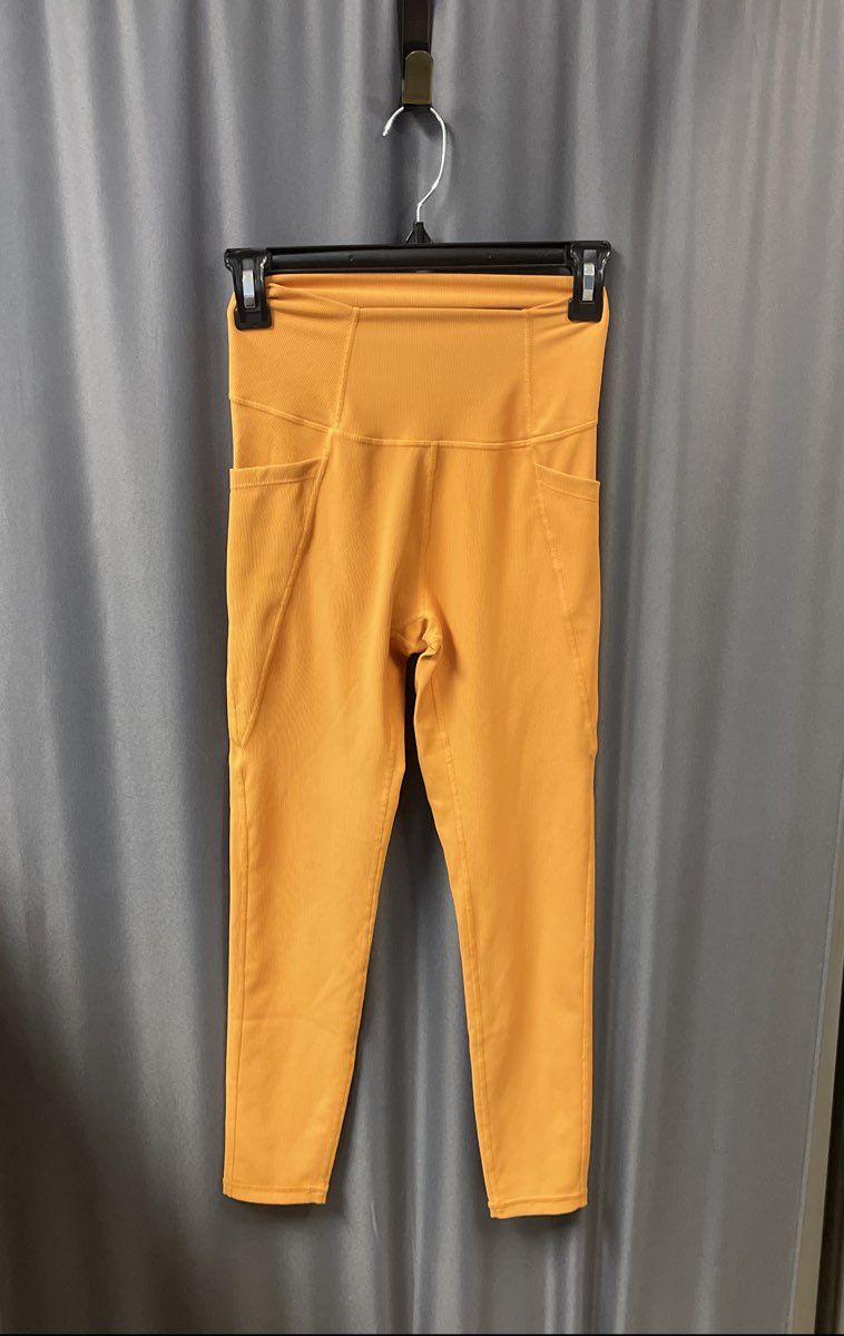 Wilo The Label Women's Golden Ribbed High Waist Side Pocket Leggings Sz S